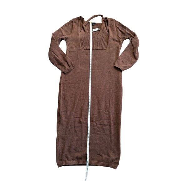 PrettyLittleThing Halter Neck Knitted Sweater Dress Women's Size ~22 Chocolate - Picture 7 of 16